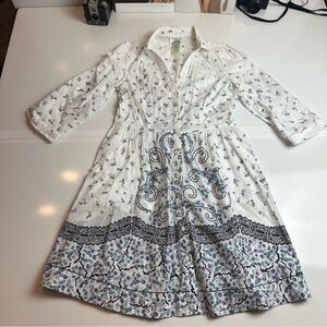 Y2K IXE Cotton Peasant Midi Dress | Prairie Folk Boho European Summer